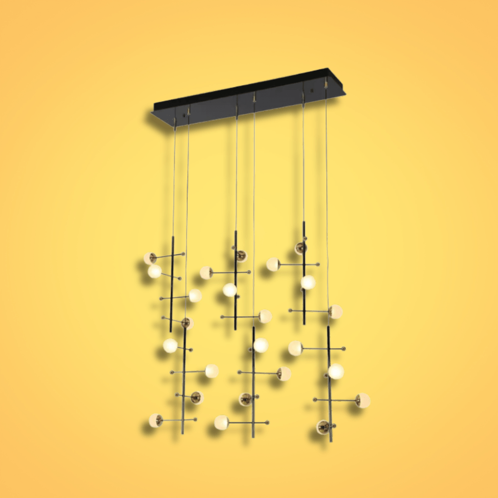 TKLD Pendant & Chandeliers Modern 6 pendant Rectangle Spacious Gold Chandelier Ceiling Light