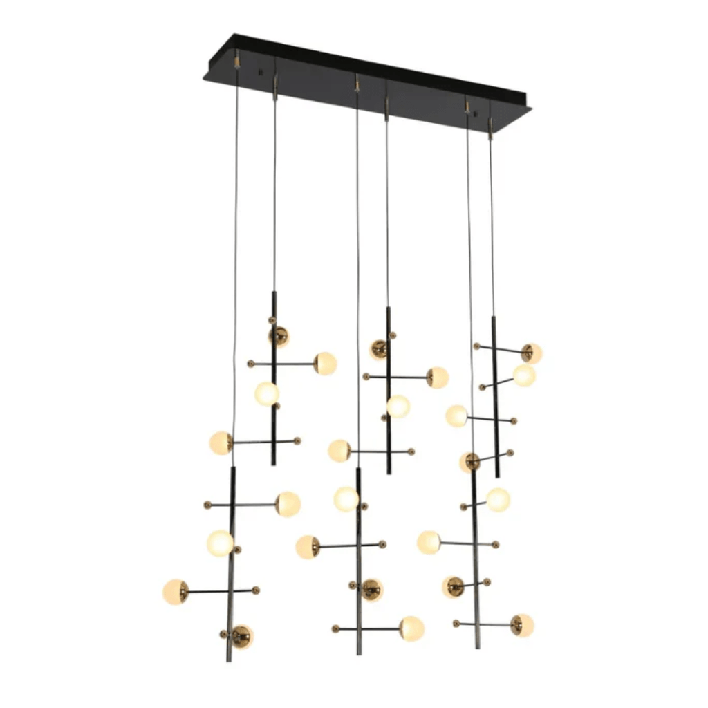 TKLD Pendant & Chandeliers Modern 6 pendant Rectangle Spacious Gold Chandelier Ceiling Light
