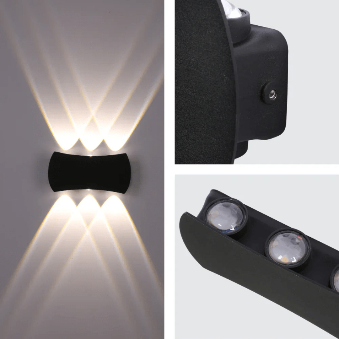 TKLD Pendant & Chandeliers Modern Black Outdoor 4000K LED Wall Light - 6 Lamp