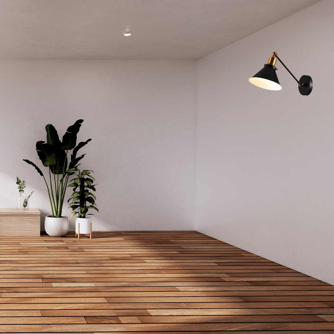 TKLD Pendant & Chandeliers Modern Conical Shaped 40W Black Corner Wall Light - MB66783-1