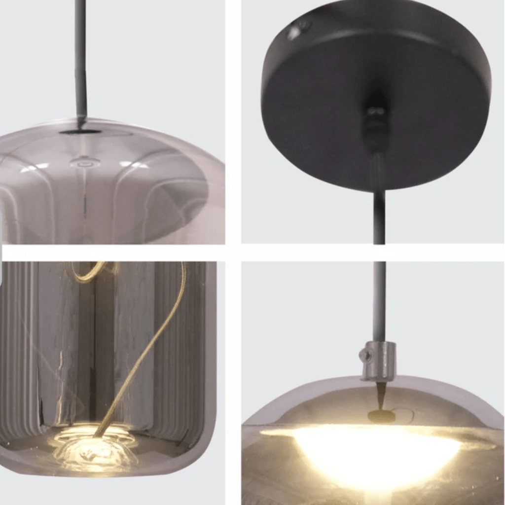 TKLD Pendant & Chandeliers Modern Contemporary Cylinder Smoky Glass Pendant Ceiling Light with Built-in LED