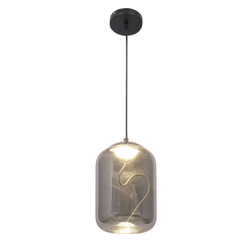 TKLD Pendant & Chandeliers Modern Contemporary Cylinder Smoky Glass Pendant Ceiling Light with Built-in LED