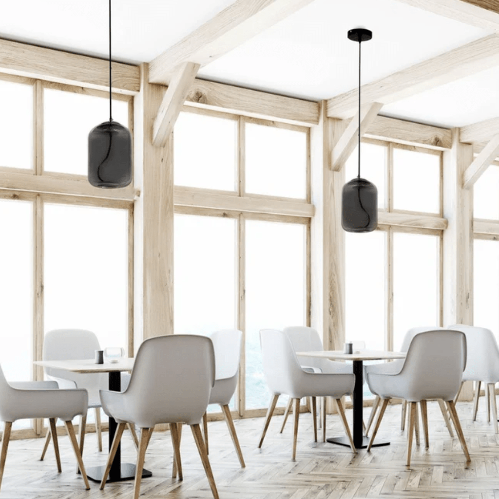 TKLD Pendant & Chandeliers Modern Contemporary Cylinder Smoky Glass Pendant Ceiling Light with Built-in LED