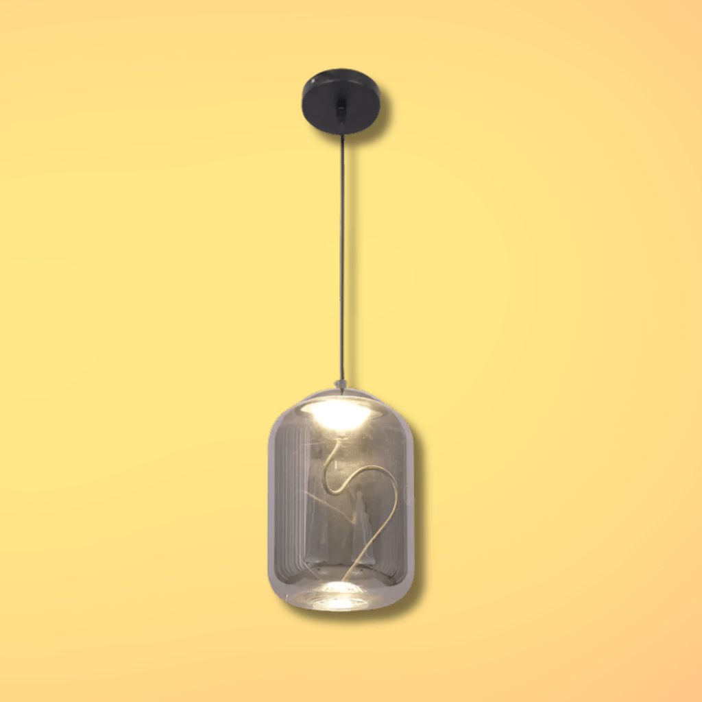 TKLD Pendant & Chandeliers Modern Contemporary Cylinder Smoky Glass Pendant Ceiling Light with Built-in LED