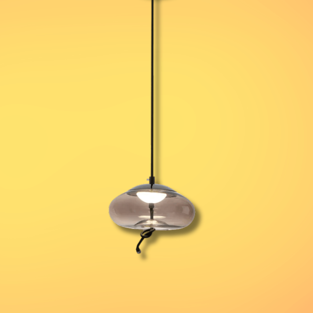 TKLD Pendant & Chandeliers Modern Contemporary Flattened Globe Smoky Glass Pendant Ceiling Light with Built-in LED