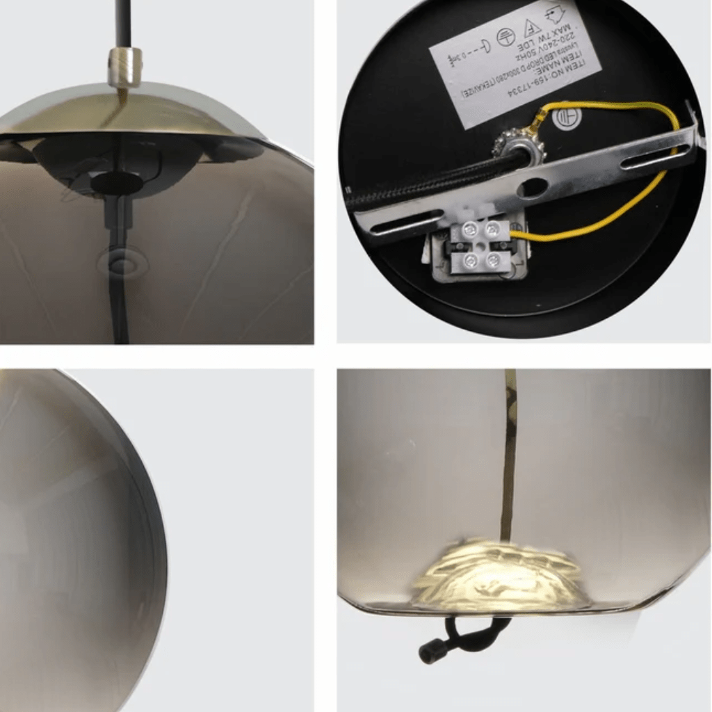 TKLD Pendant & Chandeliers Modern Contemporary Large Globe Smoky Glass Pendant Ceiling Light with Built-in LED