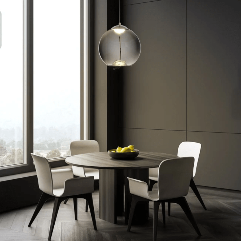 TKLD Pendant & Chandeliers Modern Contemporary Large Globe Smoky Glass Pendant Ceiling Light with Built-in LED