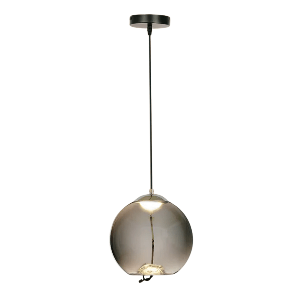 TKLD Pendant & Chandeliers Modern Contemporary Large Globe Smoky Glass Pendant Ceiling Light with Built-in LED