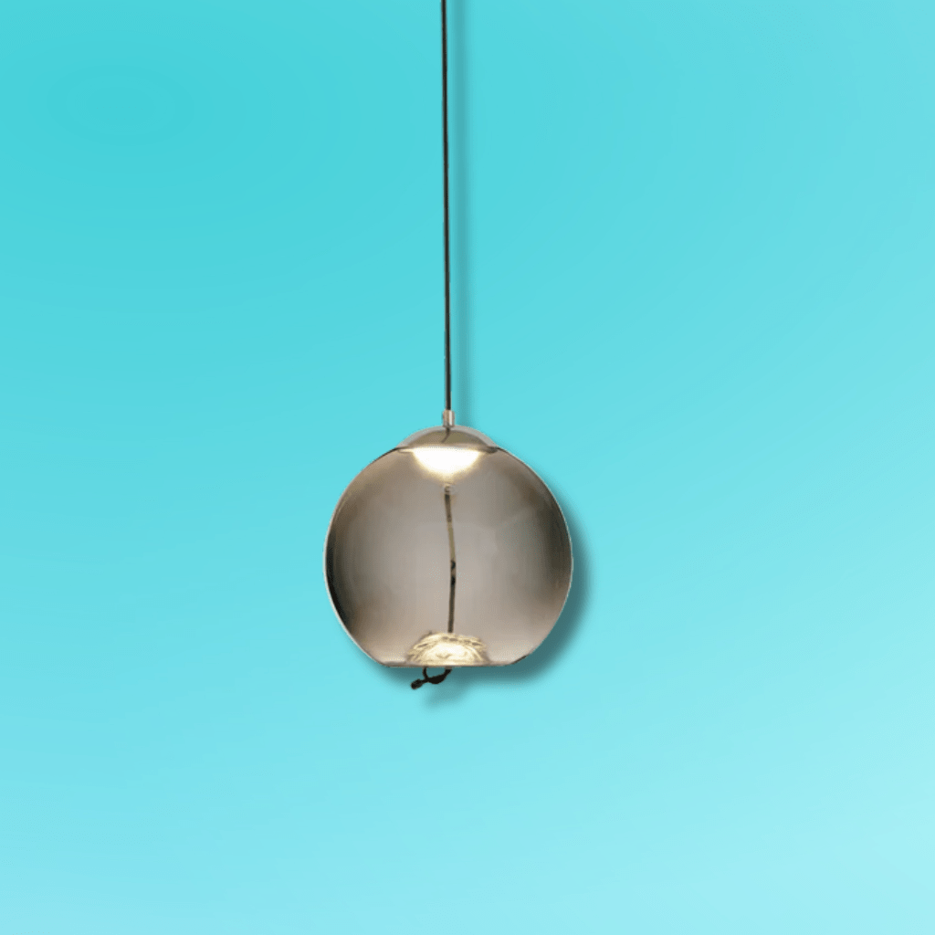 TKLD Pendant & Chandeliers Modern Contemporary Large Globe Smoky Glass Pendant Ceiling Light with Built-in LED