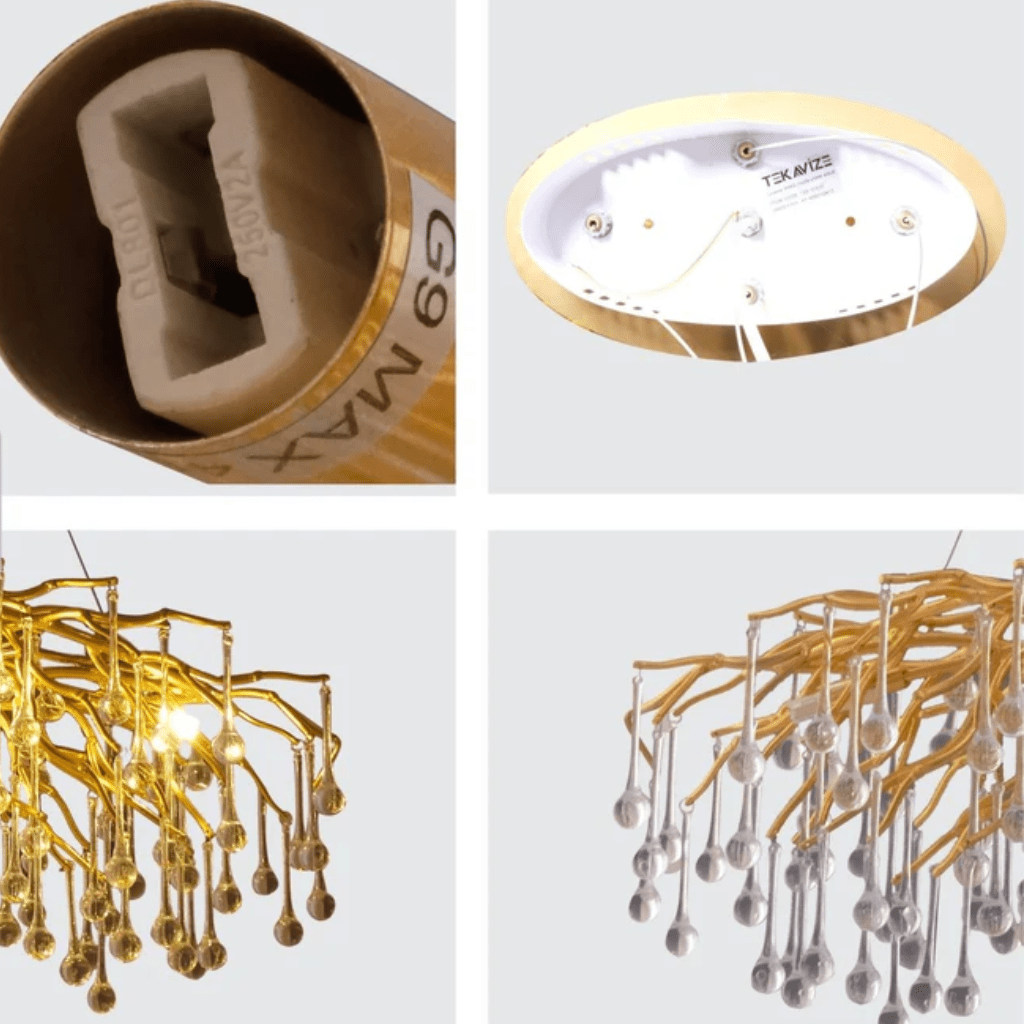 TKLD Pendant & Chandeliers Modern Crystal Glass Droplet Teardrop Chandelier Ceiling Light 13xG9 1200mm