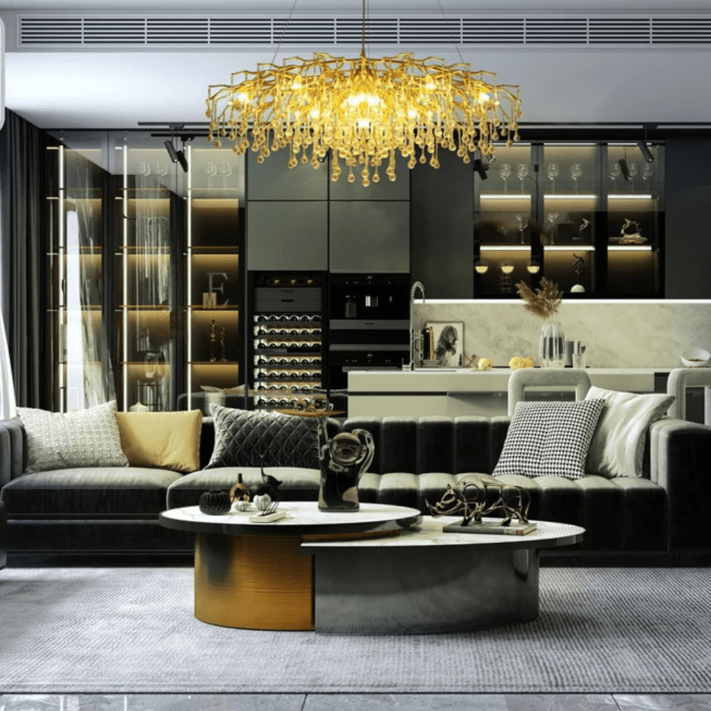 TKLD Pendant & Chandeliers Modern Crystal Glass Droplet Teardrop Chandelier Ceiling Light 13xG9 1200mm