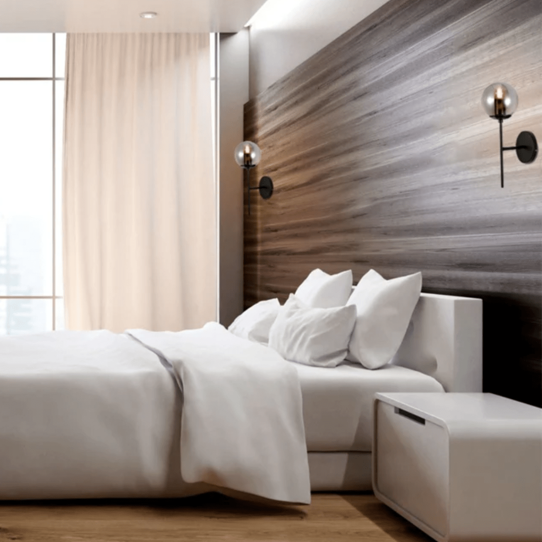 TKLD Pendant & Chandeliers Modern Globe Smoky Black Wall Light Sconce