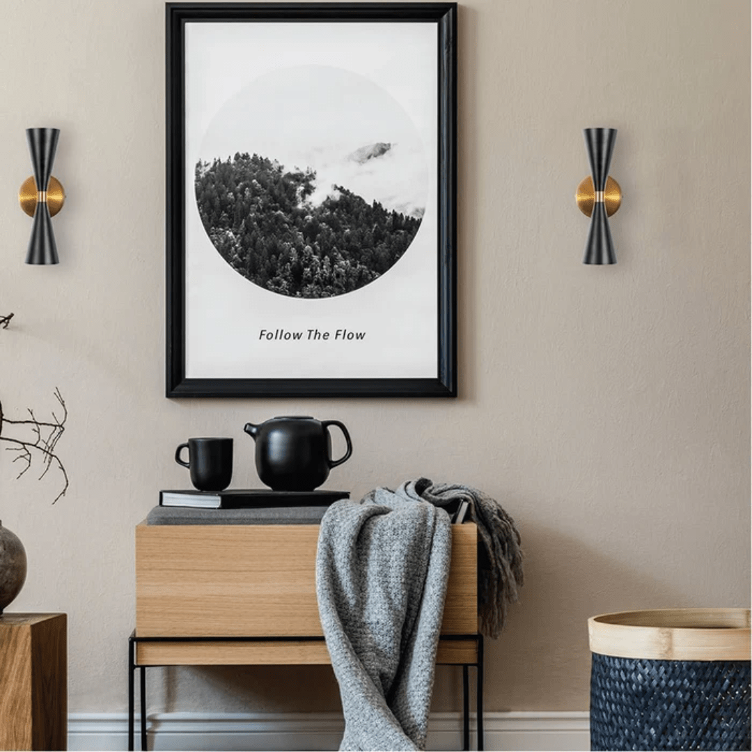 TKLD Pendant & Chandeliers Modern Gold Aluminium Metal Body Black Cone Wall Light