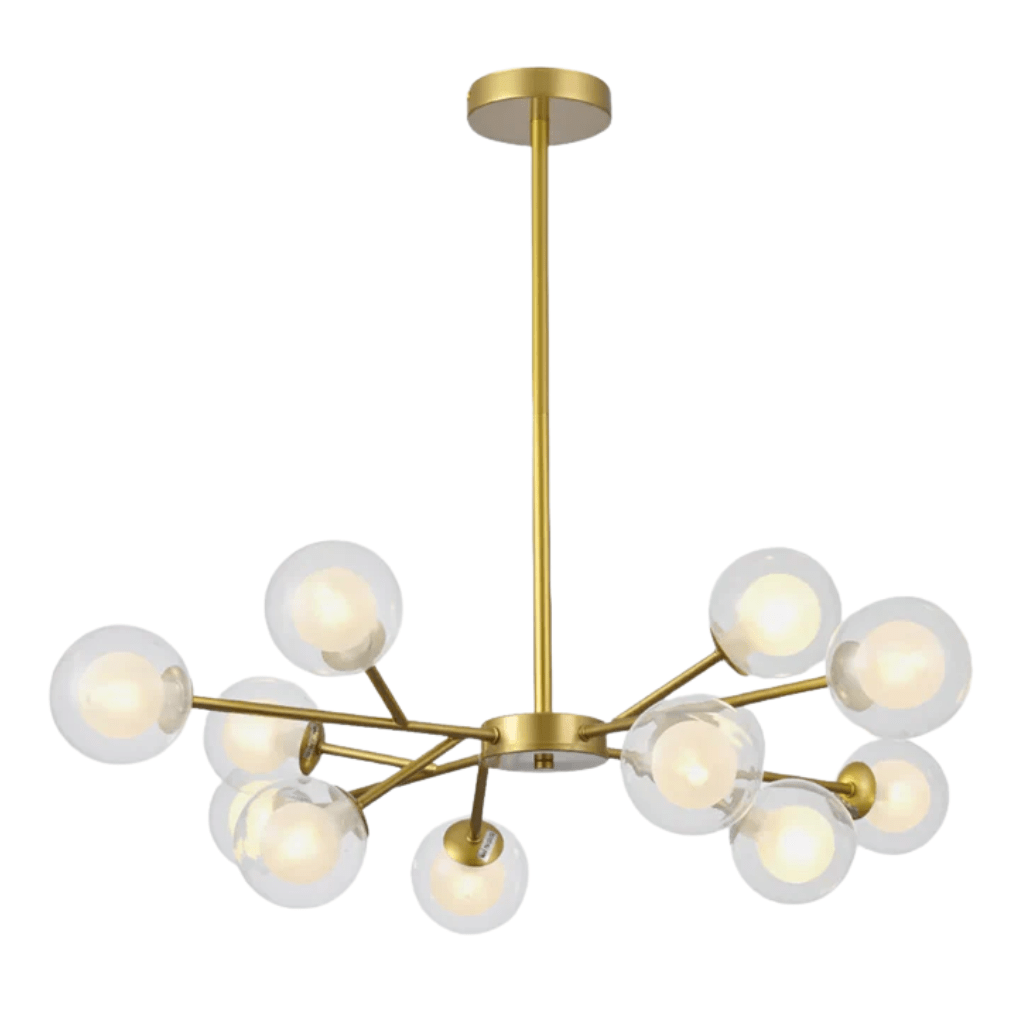 TKLD Pendant & Chandeliers Modern Gold Ceiling Light with 12 Double-Layered Globes