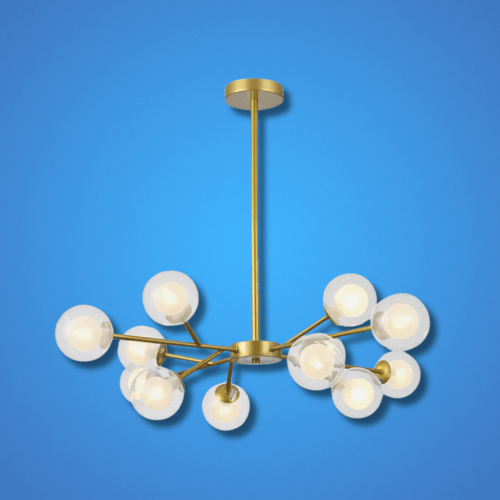 TKLD Pendant & Chandeliers Modern Gold Ceiling Light with 12 Double-Layered Globes