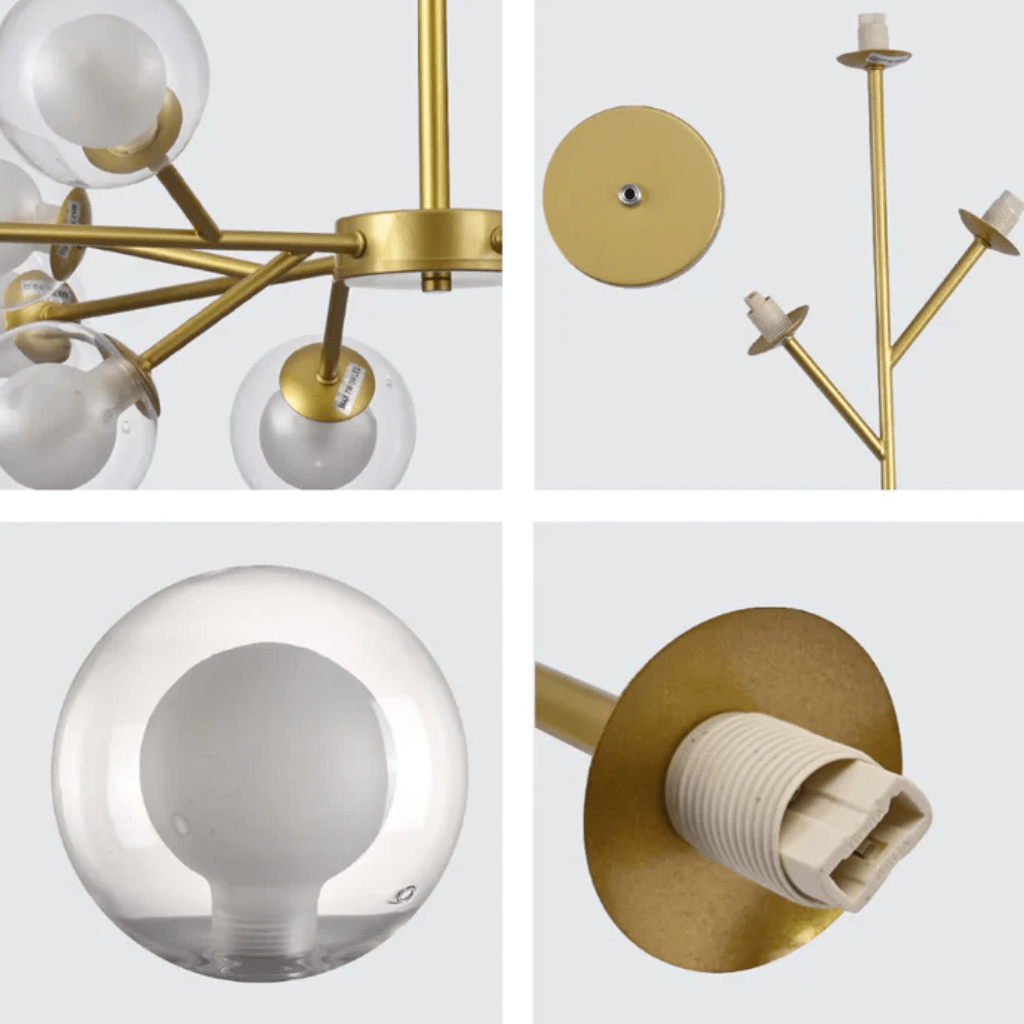 TKLD Pendant & Chandeliers Modern Gold Ceiling Light with 12 Double-Layered Globes