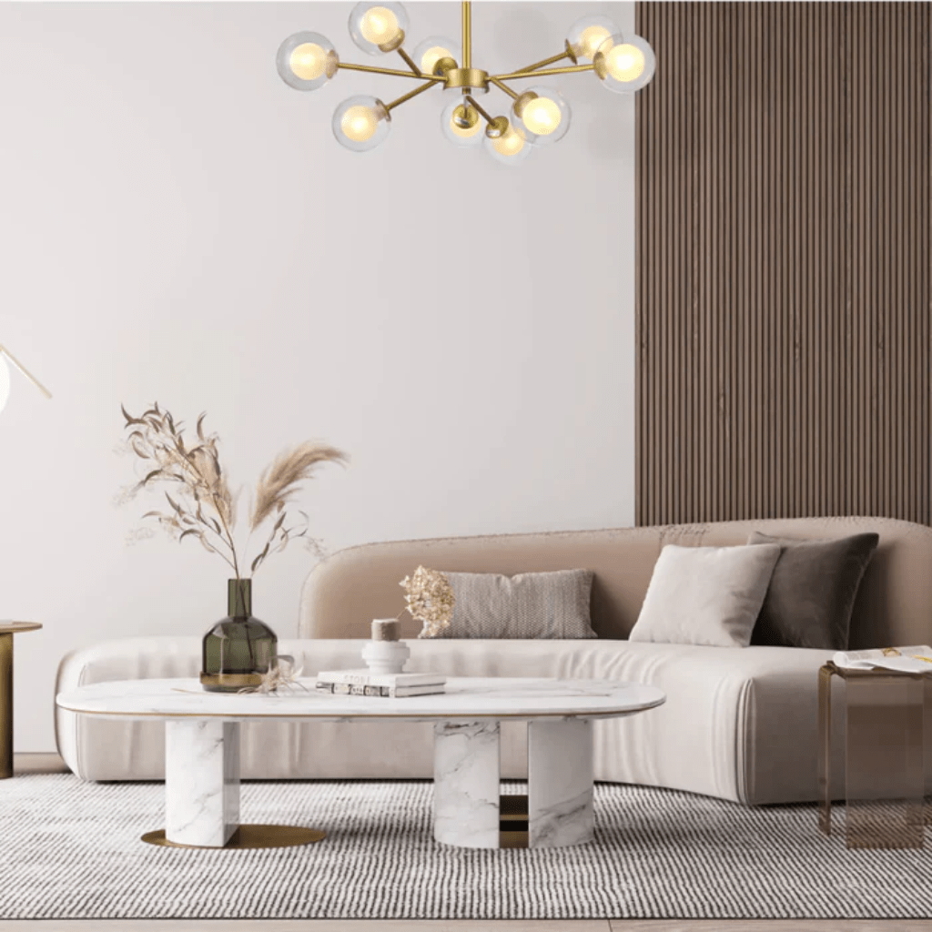 TKLD Pendant & Chandeliers Modern Gold Ceiling Light with 9 Double-Layered Globes
