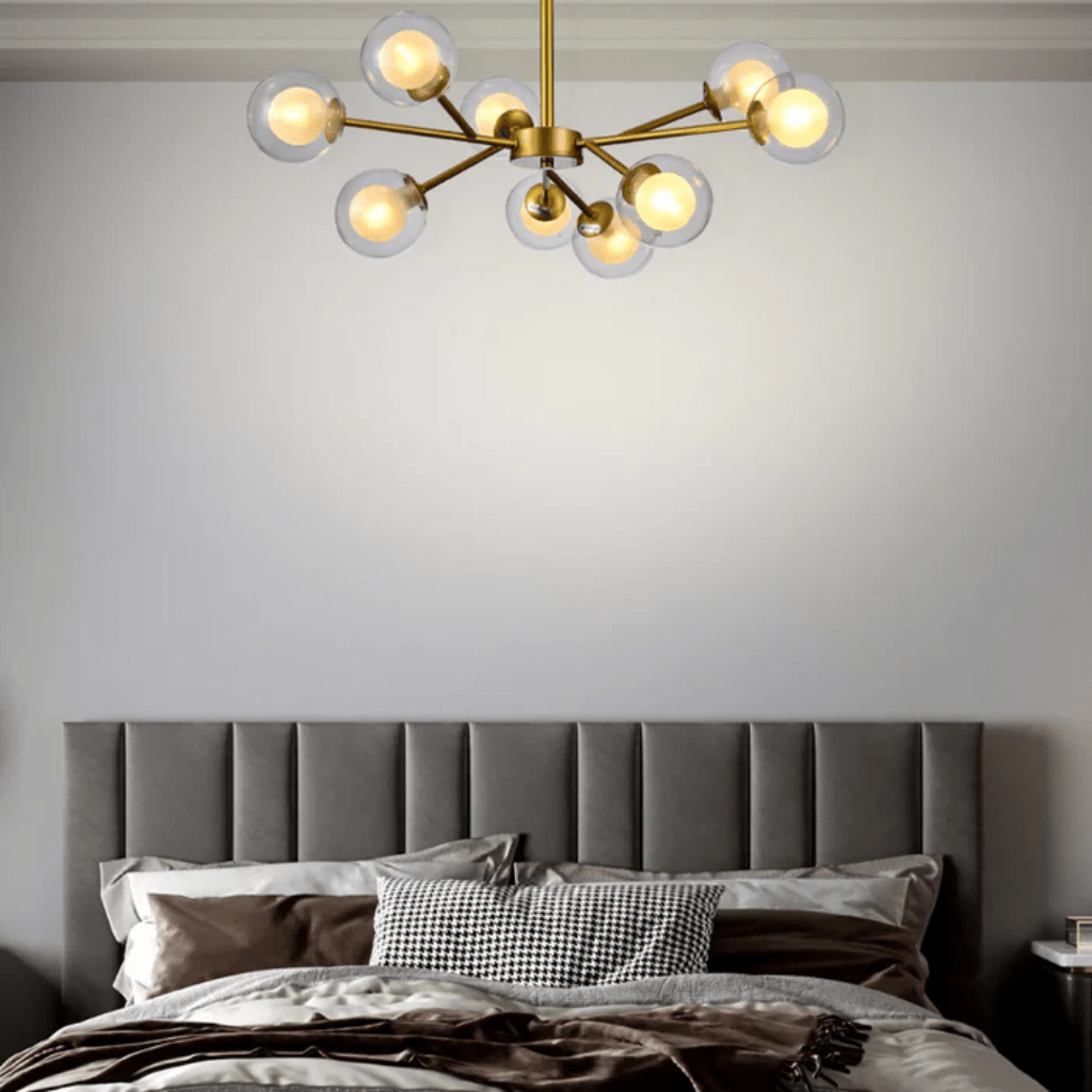 TKLD Pendant & Chandeliers Modern Gold Ceiling Light with 9 Double-Layered Globes
