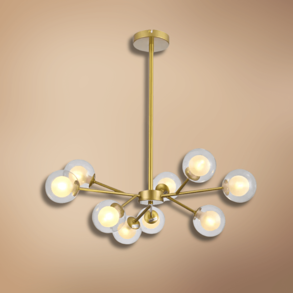 TKLD Pendant & Chandeliers Modern Gold Ceiling Light with 9 Double-Layered Globes