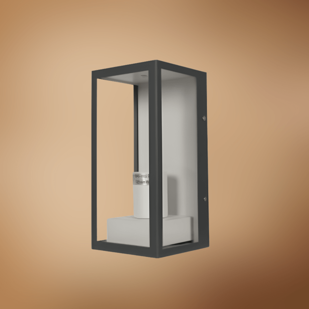 TKLD Wall & Sconce Lights Modern Grey & White Clear Glass E27 Lantern Cuboid Wall Lamp - 60W