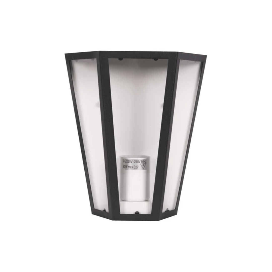 TKLD Wall & Sconce Lights Modern Matt Black & White Clear Glass Lantern Trapezium E27 Wall Lamp - 60W