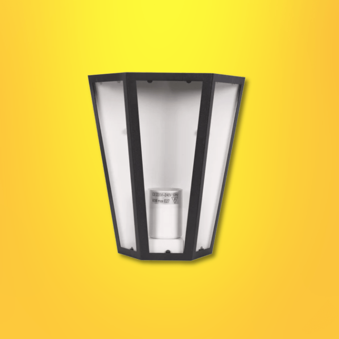 TKLD Wall & Sconce Lights Modern Matt Black & White Clear Glass Lantern Trapezium E27 Wall Lamp - 60W