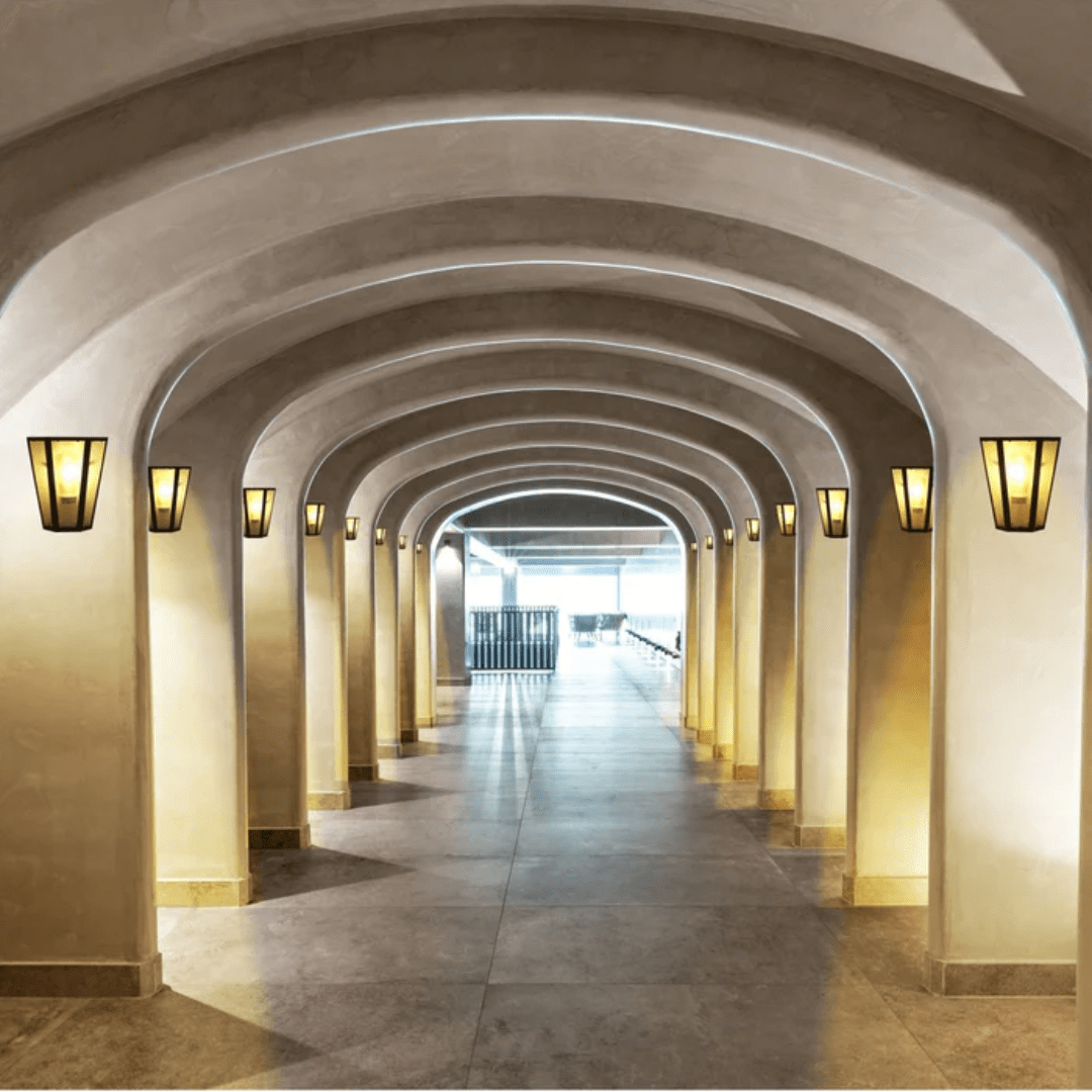 TKLD Wall & Sconce Lights Modern Matt Black & White Clear Glass Lantern Trapezium E27 Wall Lamp - 60W