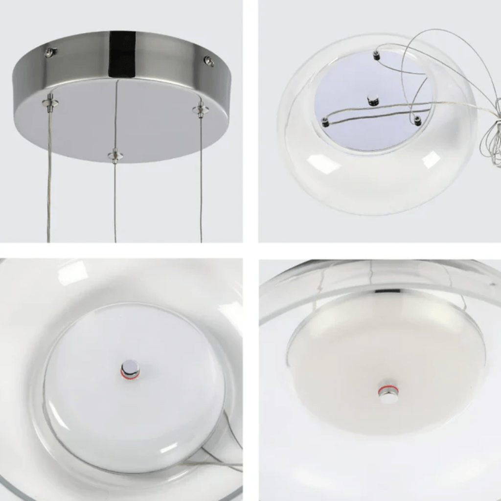 TKLD Pendant & Chandeliers Modern Minimalist Clifton Glass Pendant Light Chrome CCT Changeable D280 6W