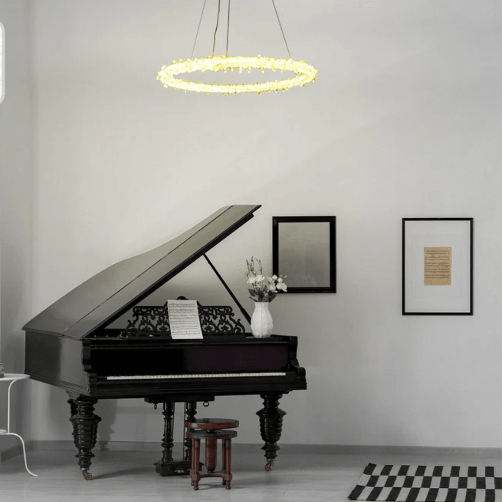 TKLD Pendant & Chandeliers Modern Quartz Round Chandelier Ceiling Light with Built-in LED 150W