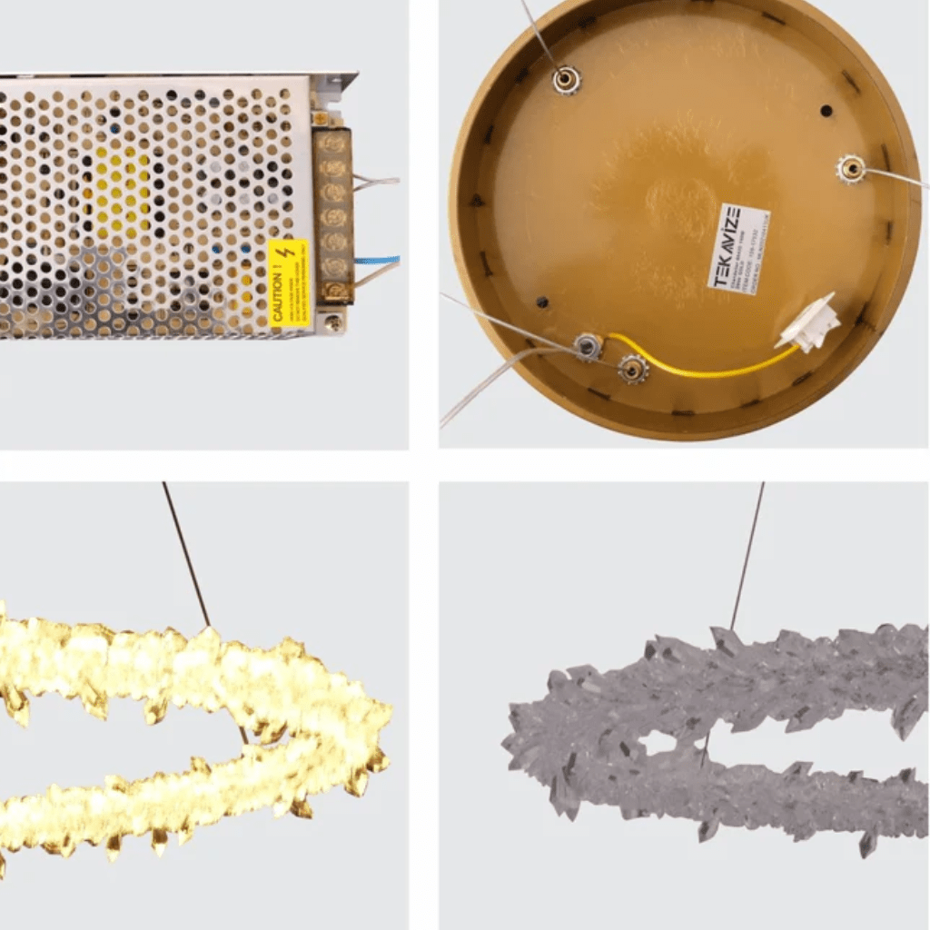 TKLD Pendant & Chandeliers Modern Quartz Round Chandelier Ceiling Light with Built-in LED 150W