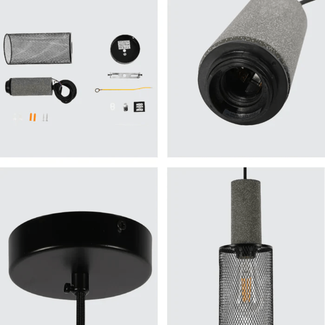 TKLD Pendant & Chandeliers Modern Short Cylindrical Textured Concrete Pendant Light - 40W