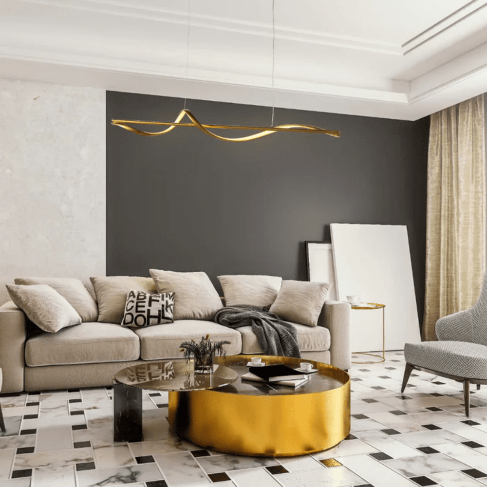 TKLD Pendant & Chandeliers Modern Sleek Gold or Bold Infinity Wave LED Pendant Light