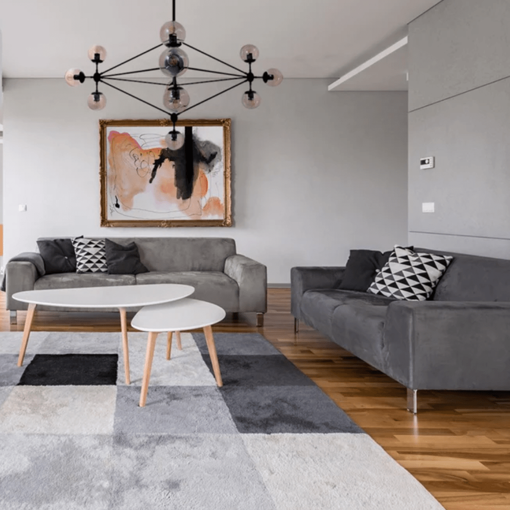 TKLD Pendant & Chandeliers Molecule Shape Black Rod Metal Amber Glass Globe Chandelier Ceiling Light - 15 Globes