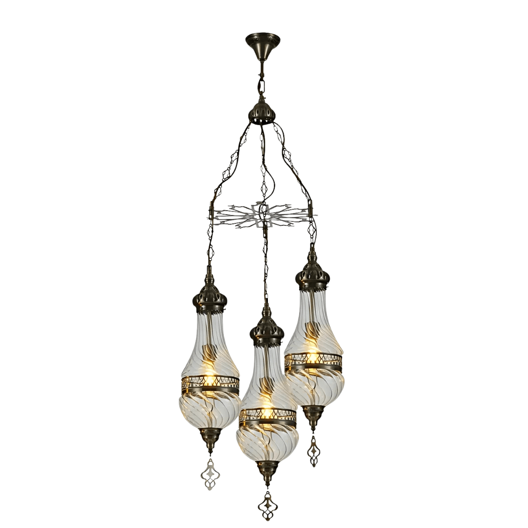 TKLD Pendant & Chandeliers Moroccan Style Antique Brass 3 Lamp Oriental Chandelier Light - 40W