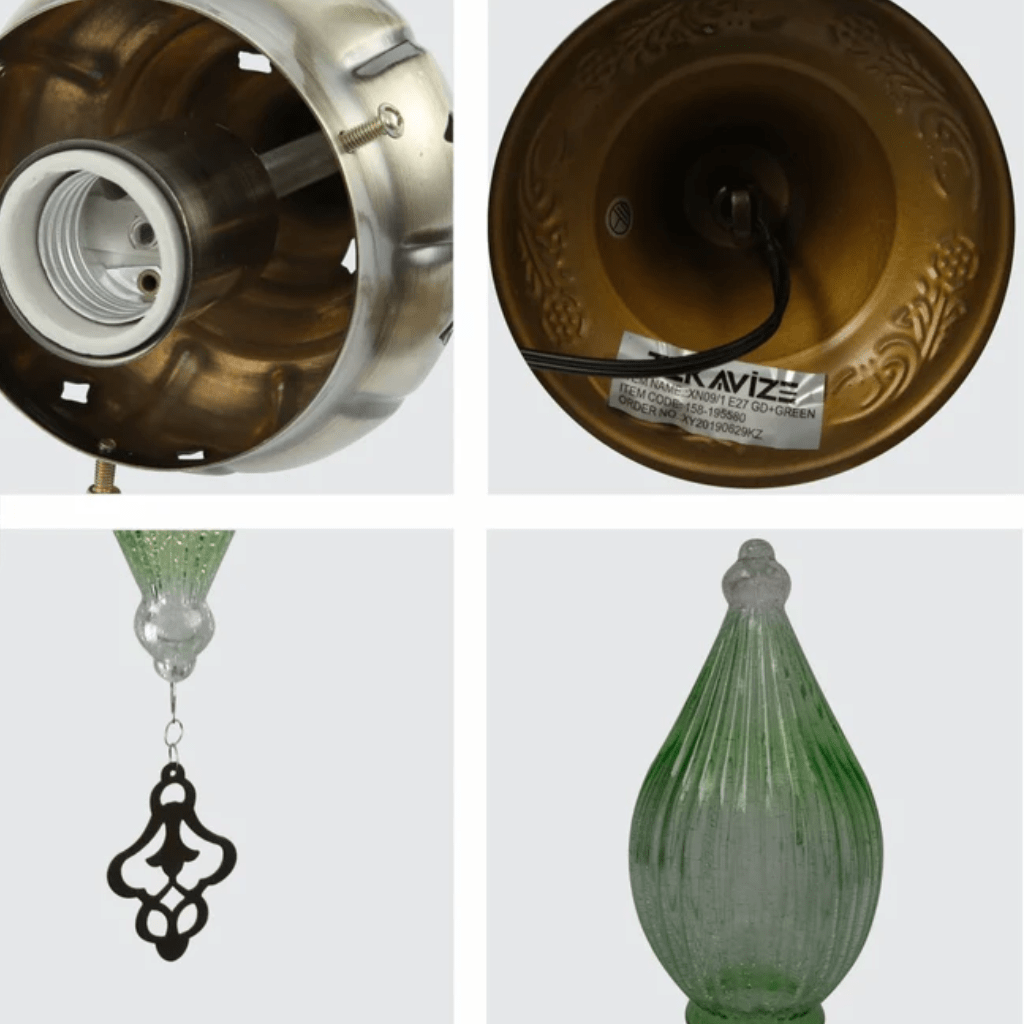 TKLD Pendant & Chandeliers Moroccan Style Antique Brass Glass Oriental E27 Ceiling Pendant Light