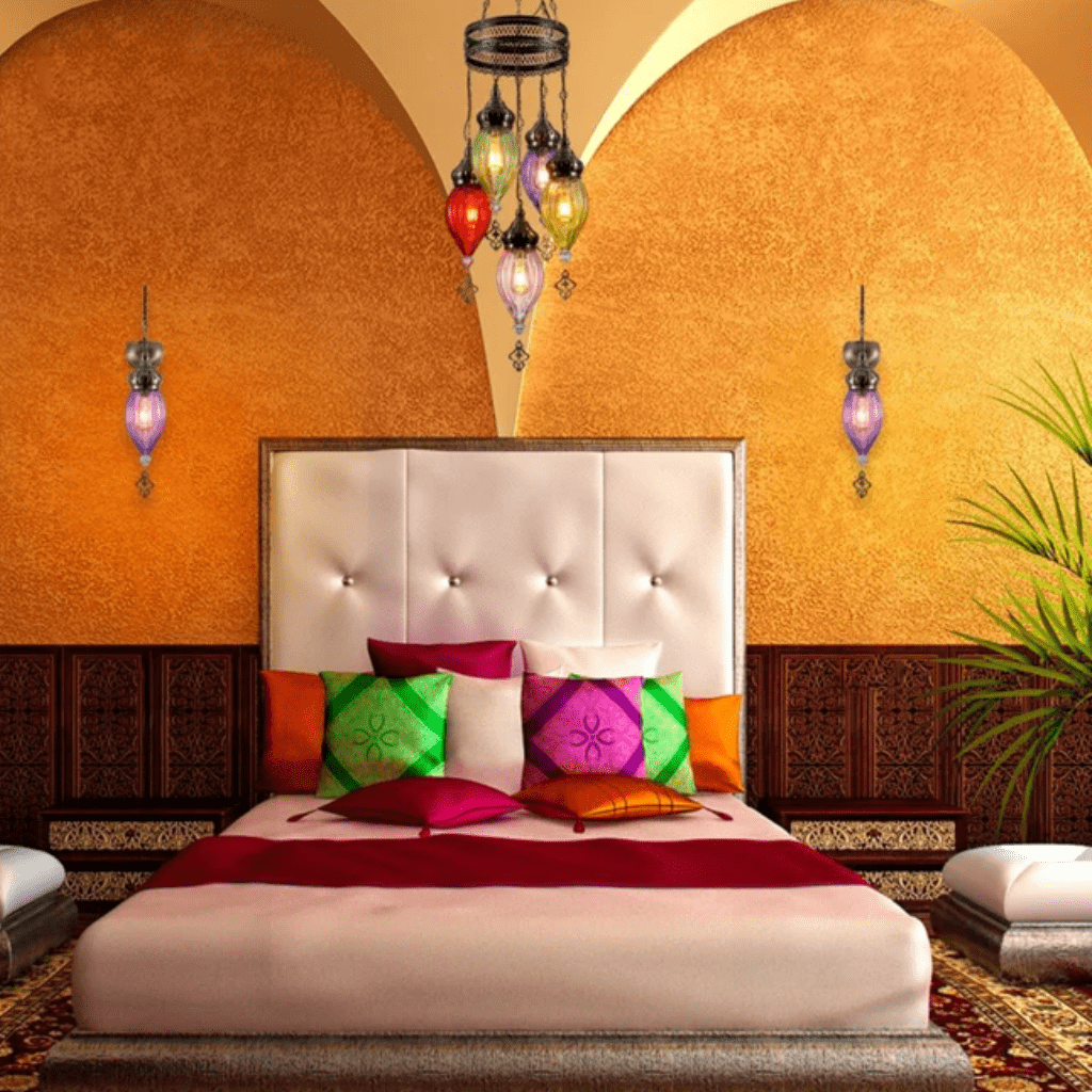 TKLD Pendant & Chandeliers Moroccan Style Antique Glass Ceiling Chandelier E27 Pendant Light - 5 Lamps