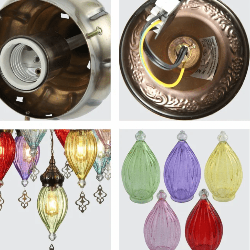 TKLD Pendant & Chandeliers Moroccan Style Antique Glass Ceiling Chandelier E27 Pendant Light - 5 Lamps