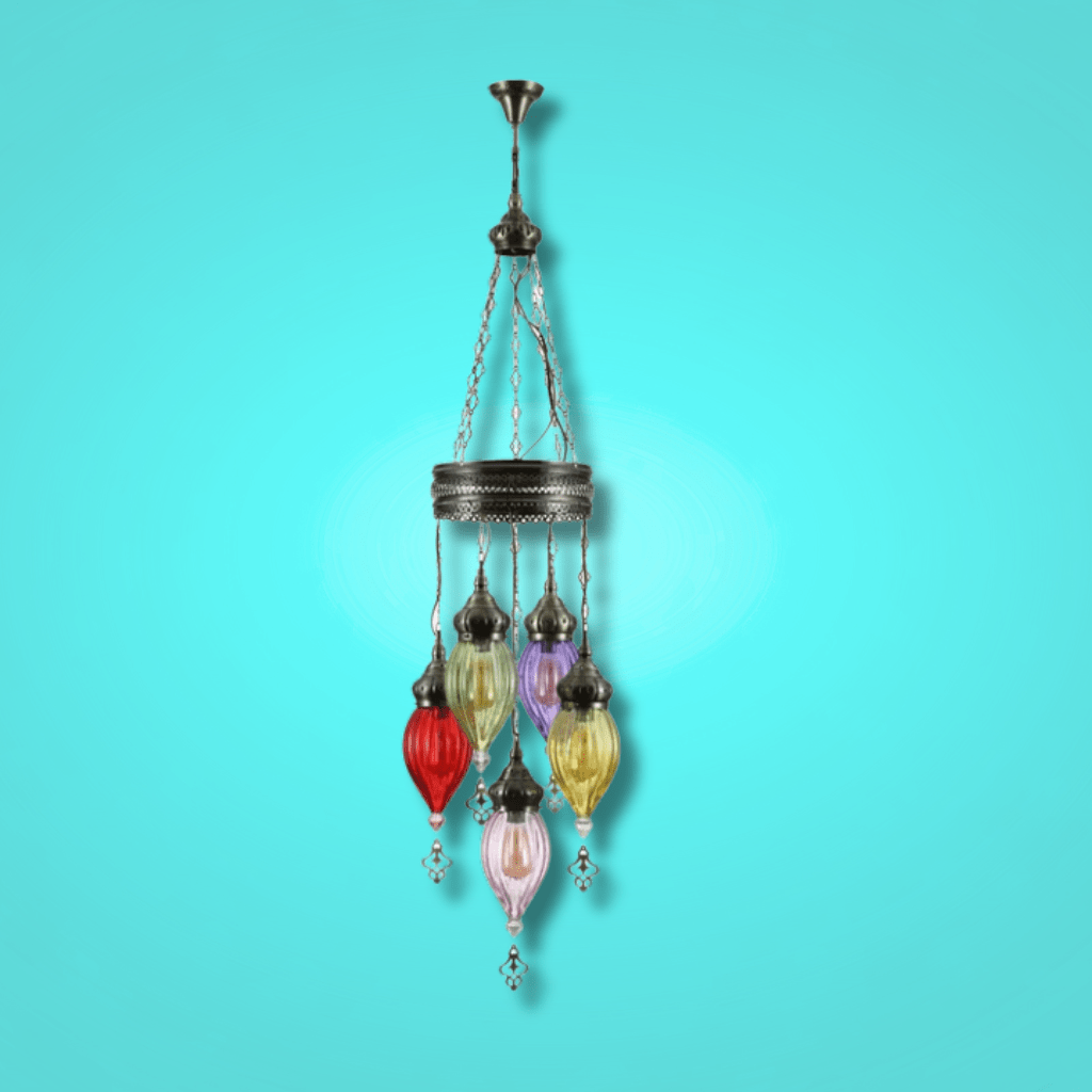 TKLD Pendant & Chandeliers Moroccan Style Antique Glass Ceiling Chandelier E27 Pendant Light - 5 Lamps