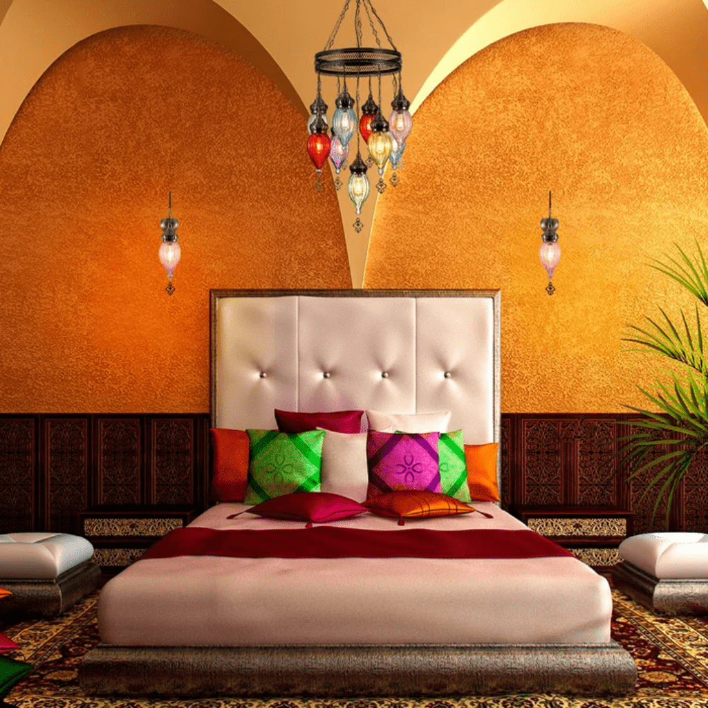 TKLD Pendant & Chandeliers Moroccan Style Antique Glass Ceiling Chandelier E27 Pendant Light - 9 Lamps