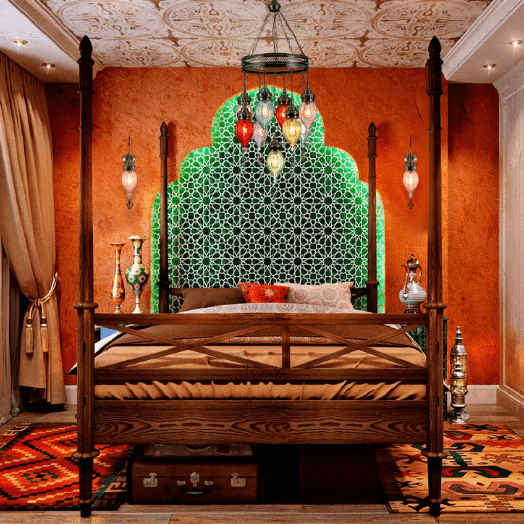 TKLD Pendant & Chandeliers Moroccan Style Antique Glass Ceiling Chandelier E27 Pendant Light - 9 Lamps