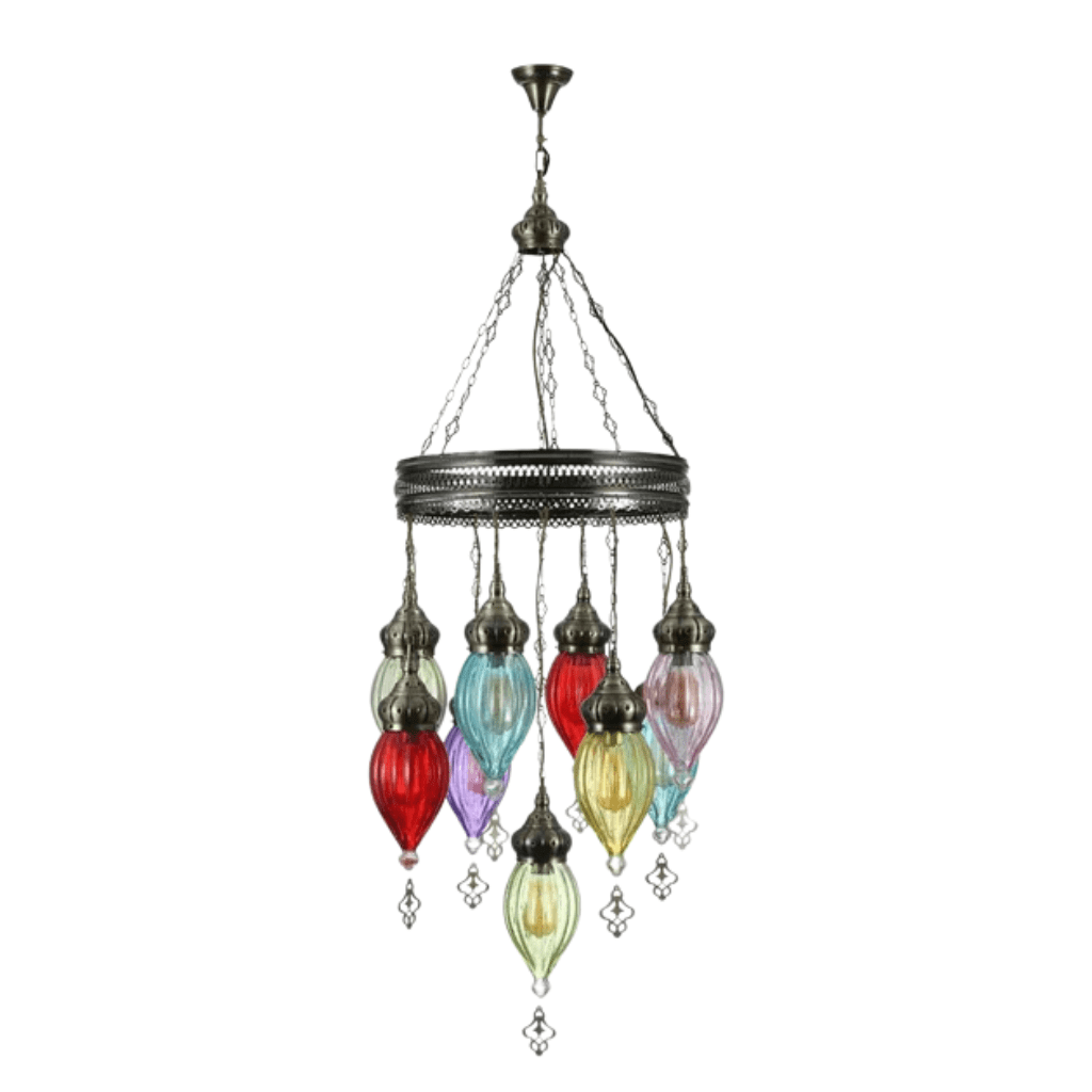 TKLD Pendant & Chandeliers Moroccan Style Antique Glass Ceiling Chandelier E27 Pendant Light - 9 Lamps