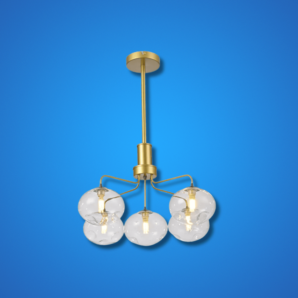 TKLD Pendant & Chandeliers Multi-Arm 5 Globe Dimpled Ceiling Light Elegant Gold