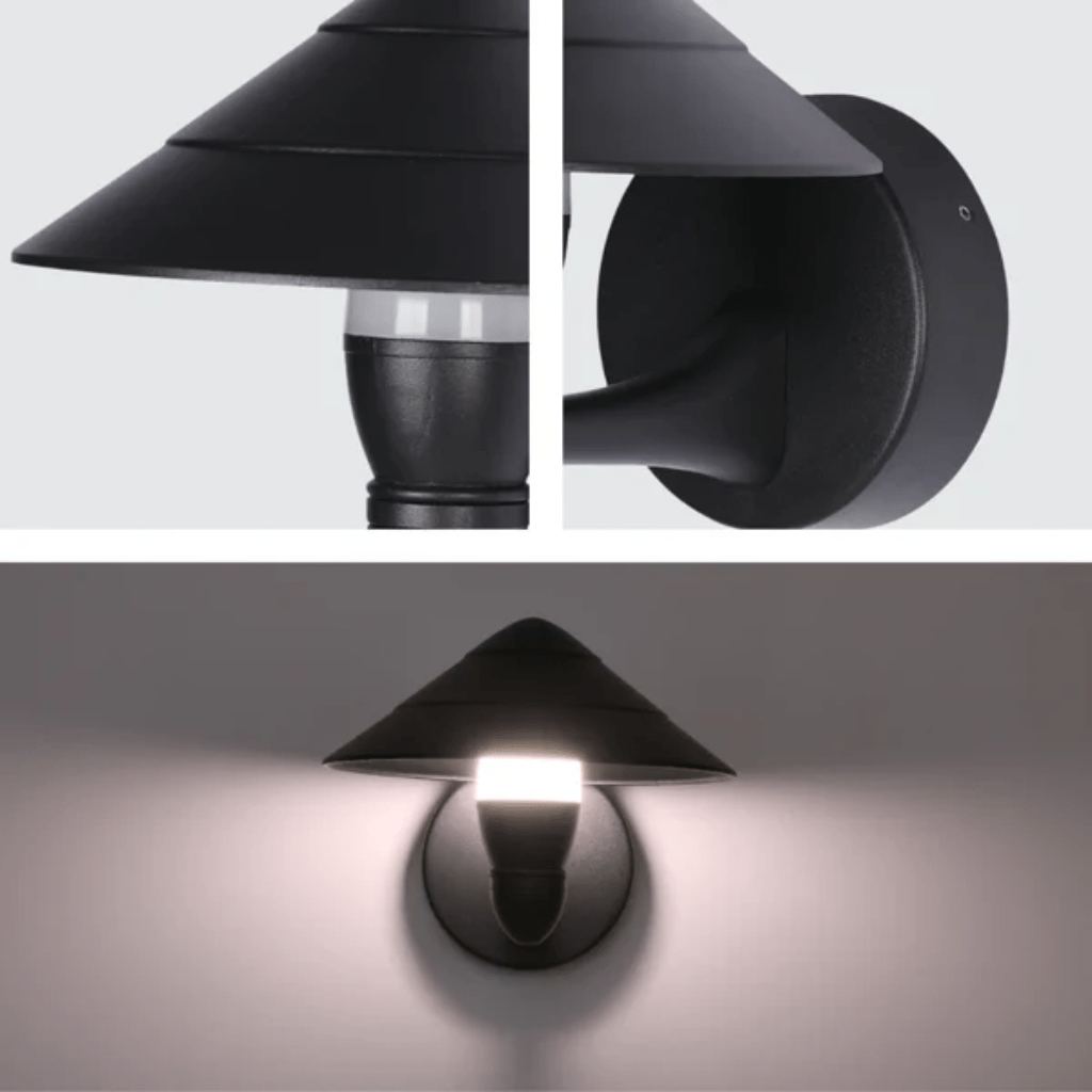 TKLD Wall & Sconce Lights Mushroom Black Cone Modern LED Outdoor Lantern Wall Light