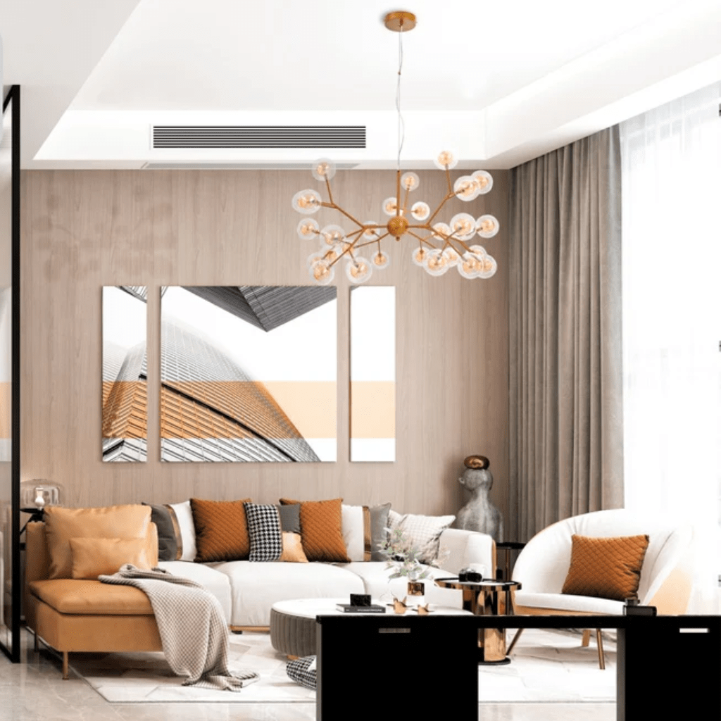 TKLD Ceiling Lights Neuron Model Gold and Amber Chandelier 27xG4s Ceiling Light