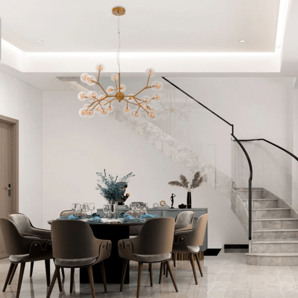 TKLD Ceiling Lights Neuron Model Gold and Amber Chandelier 27xG4s Ceiling Light