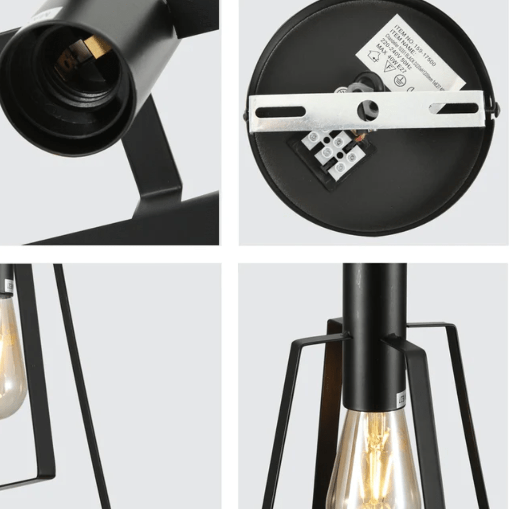 TKLD Pendant & Chandeliers Nordic Black Cage E27 Pendant Ceiling Light