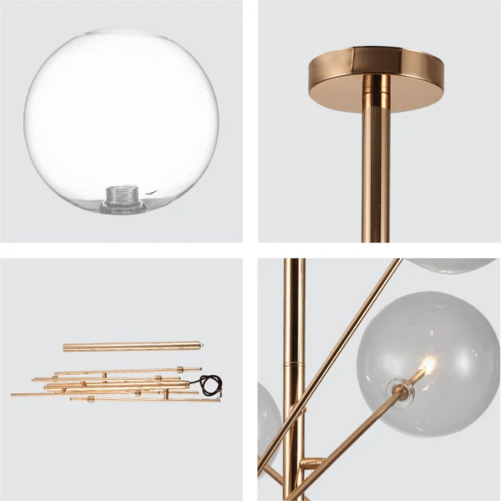 TKLD Pendant & Chandeliers Nordic Sputnik Metal Clear Glass Globe 6xG4 Modern Chandelier Ceiling Light