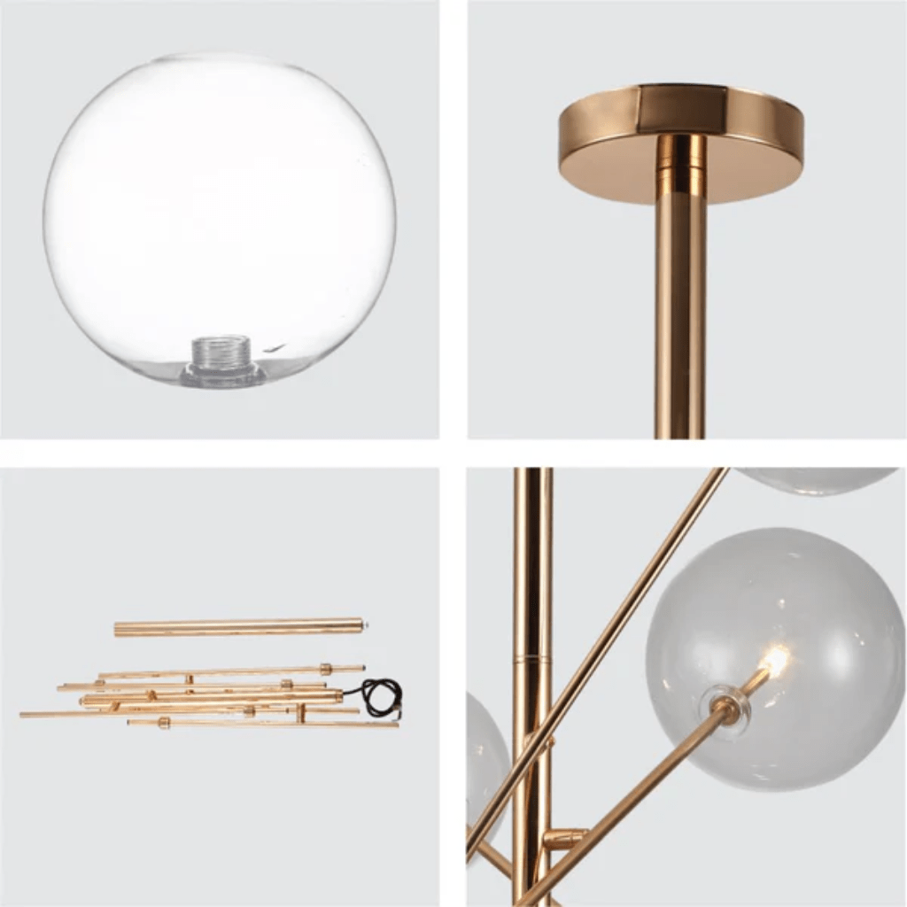 TKLD Pendant & Chandeliers Nordic Sputnik Metal Clear Glass Globe 6xG4 Modern Chandelier Ceiling Light