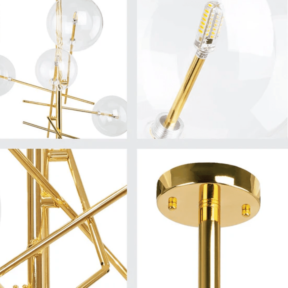 TKLD Pendant & Chandeliers Nordic Sputnik Metal Clear Glass Globe 6xG4 Modern Chandelier Ceiling Light