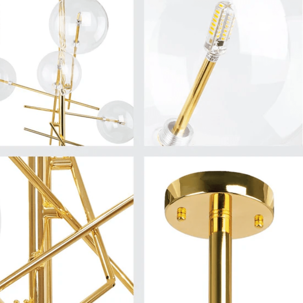 TKLD Pendant & Chandeliers Nordic Sputnik Metal Clear Glass Globe 6xG4 Modern Chandelier Ceiling Light